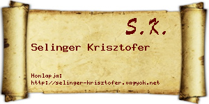 Selinger Krisztofer névjegykártya