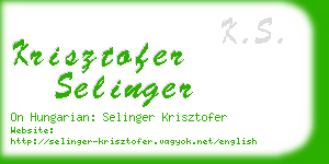 krisztofer selinger business card